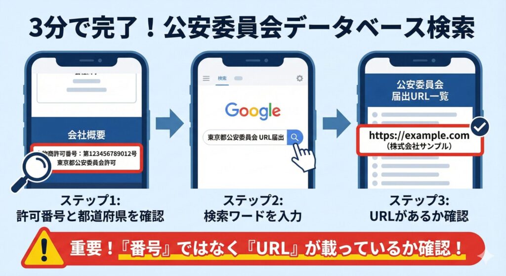 【決定版】スマホで完結。詐欺業者を即座に見抜く「3ステップ検証法」